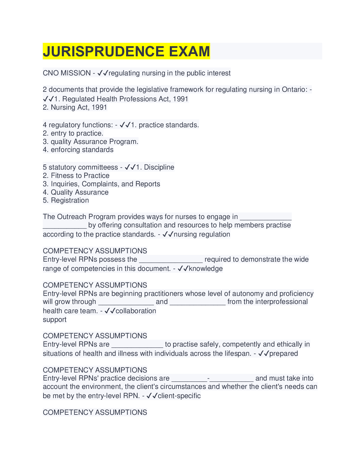 JURISPRUDENCE EXAM Browsegrades